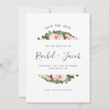 ヴィンテージ赤面ピンクの花模様結婚式日付を保存