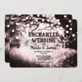 ヴィンテージ赤面ピンクの魅惑されたフォレストラ結婚イト 招待状 (正面/裏面)