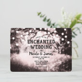 ヴィンテージ赤面ピンクの魅惑されたフォレストラ結婚イト 招待状 (スタンド正面)