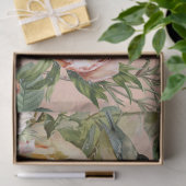 ヴィンテージ赤面ピンクイエローローズボタニカルバード 薄葉紙 (ギフト)