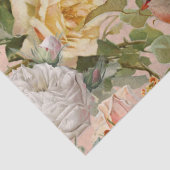 ヴィンテージ赤面ピンクイエローローズボタニカルバード 薄葉紙 (詳細)