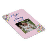 ヴィンテージ赤面ピンクカスタムローズ写真Save the Date マグネット (右側)