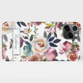 ヴィンテージ赤面ピンククリームフローラ名Water color iPhoneケース (裏面横)