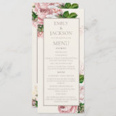 ヴィンテージ赤面ピンククリーム結婚フローラのメニュー メニュー (正面/裏面)