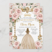 ヴィンテージ赤面ピンクシャンパーニュフローラキンセアニラ 招待状 (正面/裏面)