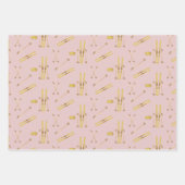 ヴィンテージ赤面ピンクスキーパターン ラッピングペーパーシート (正面3)