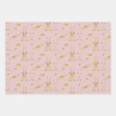 ヴィンテージ赤面ピンクスキーパターン ラッピングペーパーシート (正面2)