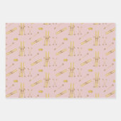 ヴィンテージ赤面ピンクスキーパターン ラッピングペーパーシート (正面)