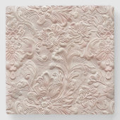 ヴィンテージ赤面ピンクツーリング革 ストーンコースター (正面)