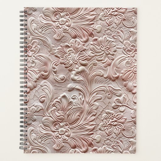 ヴィンテージ赤面ピンクツーリング革 プランナー手帳 (正面)