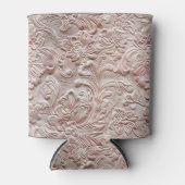 ヴィンテージ赤面ピンクツーリング革 缶クーラー (正面)