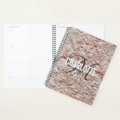 ヴィンテージ赤面ピンクツールレザーモノグラム名 プランナー手帳 (ディスプレー)