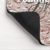 ヴィンテージ赤面ピンクツールレザーモノグラム名 マウスパッド (コーナー)