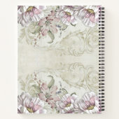 ヴィンテージ赤面ピンクビクトリアンフローラつる植物 ノートブック (裏面)