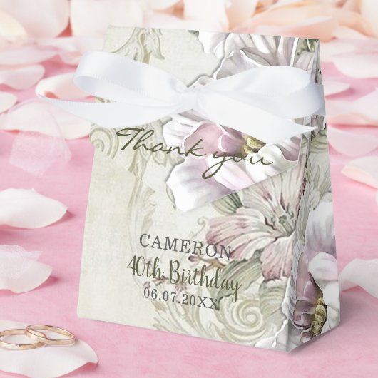 ヴィンテージ赤面ピンクビクトリアンフローラつる植物 フェイバーボックス (ウェディング)