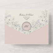 ヴィンテージ赤面ピンクフォト結婚ズ オールインワン招待状 (裏面)