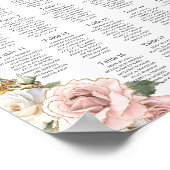 ヴィンテージ赤面ピンクフローラクインセアニラ16席 ポスター (角)