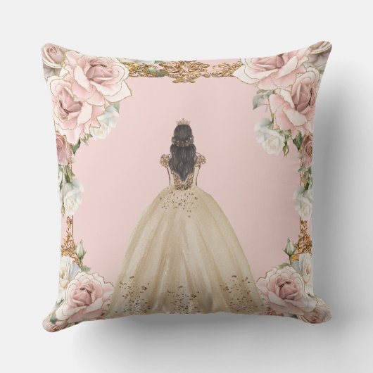 ヴィンテージ赤面ピンクフローラシャンパンキンセアニラ クッション (裏面)