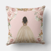 ヴィンテージ赤面ピンクフローラシャンパンキンセアニラ クッション (裏面)