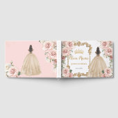 ヴィンテージ赤面ピンクフローラシャンパーニュキンセアニェラ ゲストブック (全面)