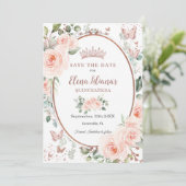 ヴィンテージ赤面ピンクフローラバラ金ゴールドキンセアニラ セーブザデート (スタンド正面)