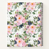 ヴィンテージ赤面ピンクフローラパーソナライズされたレシピ  ノートブック (裏面)