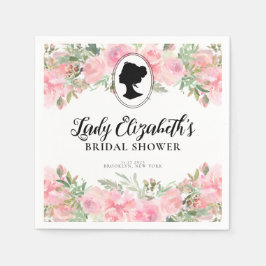 ヴィンテージ赤面ピンクフローラブリジガートンブライダルシャワー スタンダードカクテルナプキン