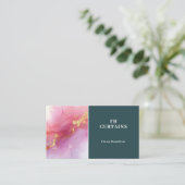 ヴィンテージ赤面ピンクフローラブルー名刺 名刺 (スタンド正面)