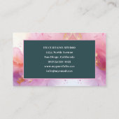 ヴィンテージ赤面ピンクフローラブルー名刺 名刺 (裏面)