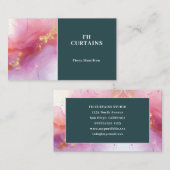 ヴィンテージ赤面ピンクフローラブルー名刺 名刺 (正面/裏面)