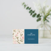 ヴィンテージ赤面ピンクフローラブルー名刺 名刺 (スタンド正面)