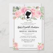 ヴィンテージ赤面ピンクフローラリージェンシーブライダルシャワー 招待状 (正面)