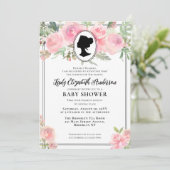 ヴィンテージ赤面ピンクフローラリージェンシーベビーシャワー 招待状 (スタンド正面)