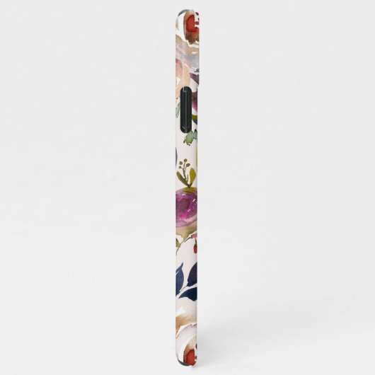 ヴィンテージ赤面ピンクフローラ名:水彩 iPhoneケース (右側)