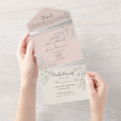 ヴィンテージ赤面ピンクフローラ結婚式招待状 オールインワン招待状 (貼ってはがせる)