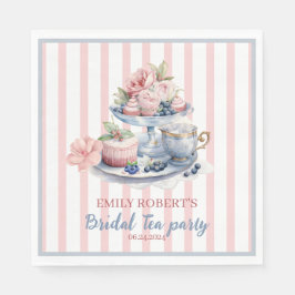 ヴィンテージ赤面ピンクフローラ茶パーティーブライダルシャワー スタンダードランチョンナプキン