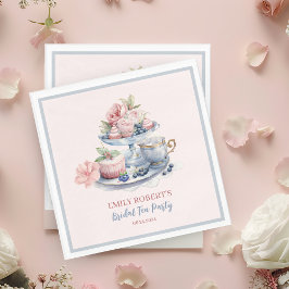 ヴィンテージ赤面ピンクフローラ茶パーティーブライダルシャワー スタンダードランチョンナプキン