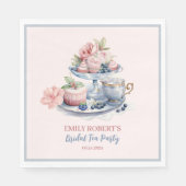 ヴィンテージ赤面ピンクフローラ茶パーティーブライダルシャワー スタンダードランチョンナプキン (正面)