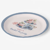 ヴィンテージ赤面ピンクフローラ茶パーティーブライダルシャワー ペーパープレート (アングル)