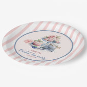 ヴィンテージ赤面ピンクフローラ茶パーティーブライダルシャワー ペーパープレート (アングル)