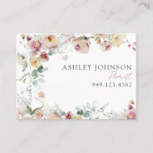 ヴィンテージ赤面ピンクフローラQRコードプロフェッショナル 名刺 (正面)