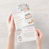 ヴィンテージ赤面ピンクホットエアバルーンベビーシャワー オールインワン招待状 (貼ってはがせる)