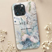 ヴィンテージ赤面ピンクボタニカルフローラモノグラム名 Case-Mate iPhoneケース