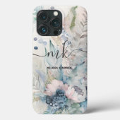 ヴィンテージ赤面ピンクボタニカルフローラモノグラム名 Case-Mate iPhoneケース (裏面)