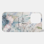 ヴィンテージ赤面ピンクボタニカルフローラモノグラム名 iPhoneケース (裏面横)