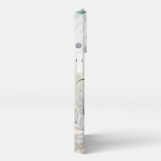 ヴィンテージ赤面ピンクボタニカルフローラモノグラム名 iPhoneケース (右側面)