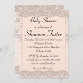 ヴィンテージ赤面ピンクレースベビーシャワー招待状 招待状