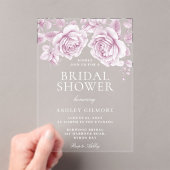 ヴィンテージ赤面ピンクローズエレガントブライダルシャワー アクリル招待状 (インサイチュ (ポータブル))