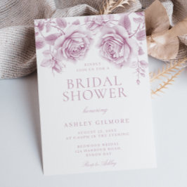 ヴィンテージ赤面ピンクローズエレガントブライダルシャワー 招待状