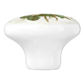 ヴィンテージ赤面ピンクローズボタニカルバードホワイトウッド セラミックノブ (側面)